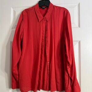 Red Button-Front Shirt - Express
